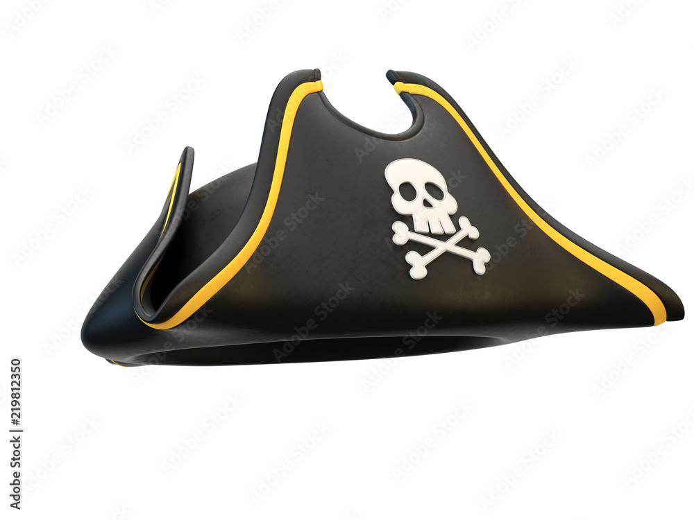 Pirate hat isolated on white background 3d rendering