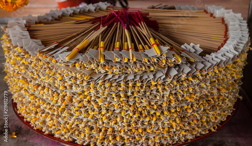 Incense Candles gold leaf background.