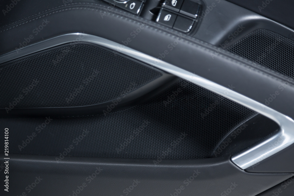 Close up of black speaker in car interior