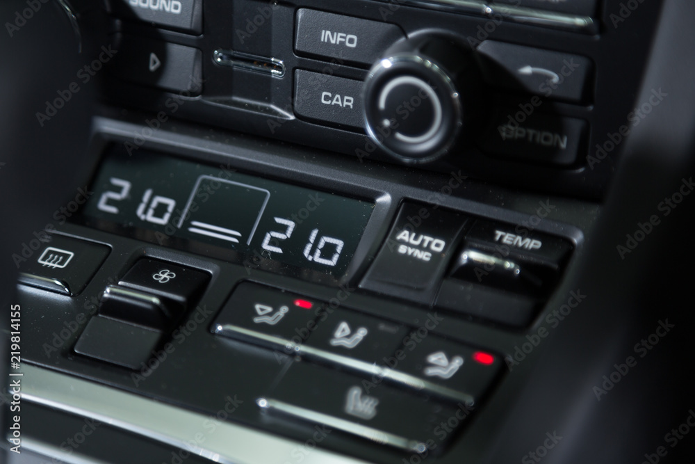 Temperature control panel in sports car