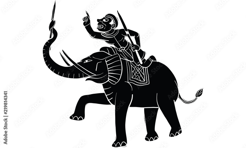 Fototapeta premium elephant in Thai traditional tattoo, Thai traditional painting in temple vector