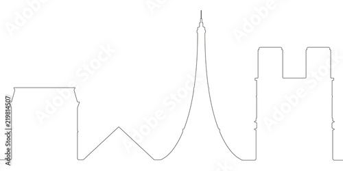 Continous line skyline of Paris