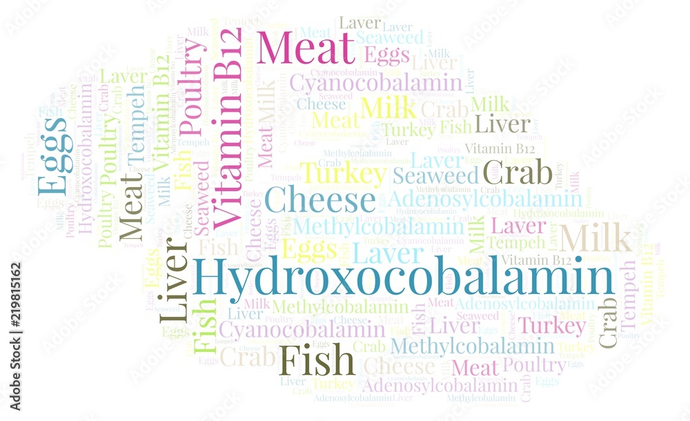 Hydroxocobalamin word cloud. Hydroxocobalamin word cloud.