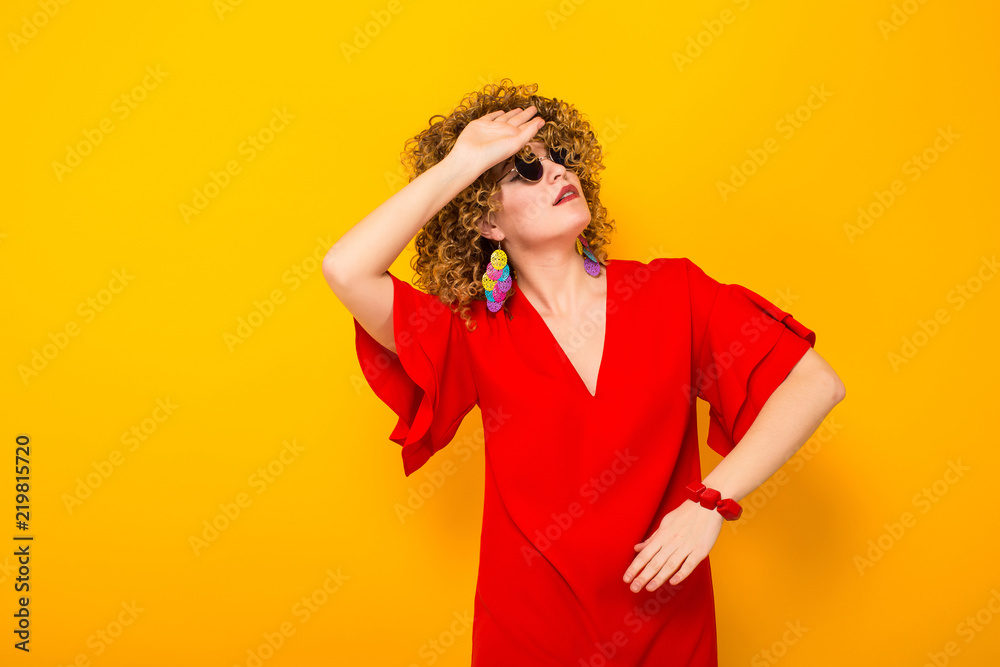 Attractive woman with short curly hair Attractive woman with short curly hair