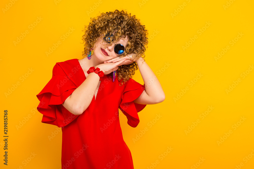 Attractive woman with short curly hair Attractive woman with short curly hair