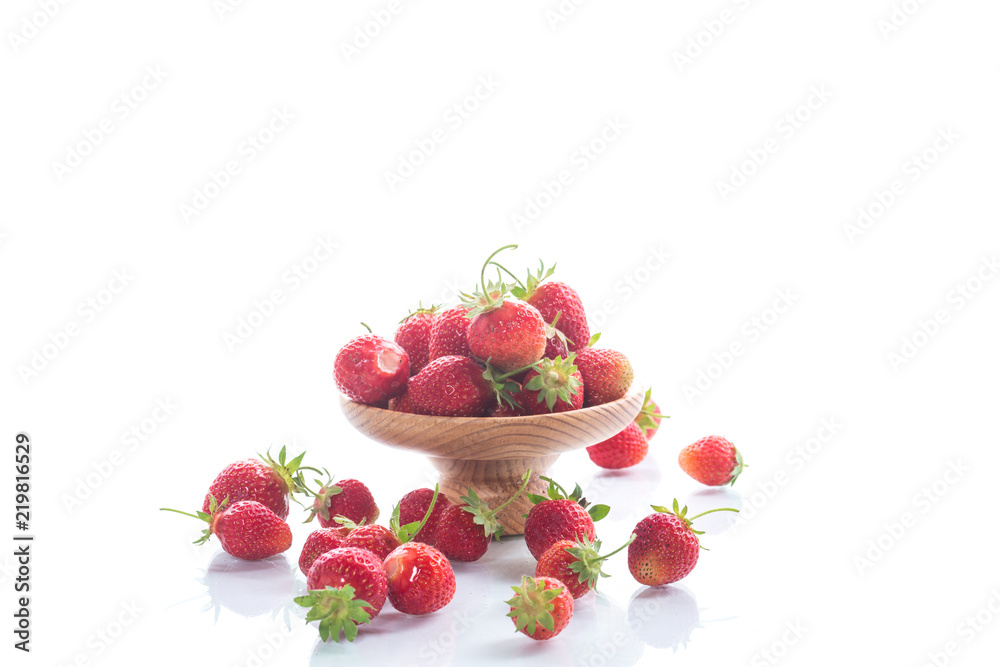 ripe red organic strawberry on a white background ripe red organic strawberry on a white background