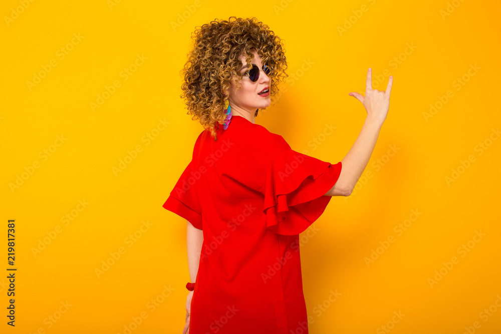 Attractive woman with short curly hair Attractive woman with short curly hair