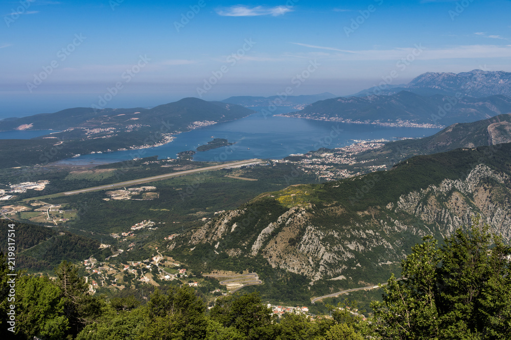 Tivat airport and it’s runway in the Bona Kotorska bay in Montenegro Tivat airport and it’s runway in the Bona Kotorska bay in Montenegro