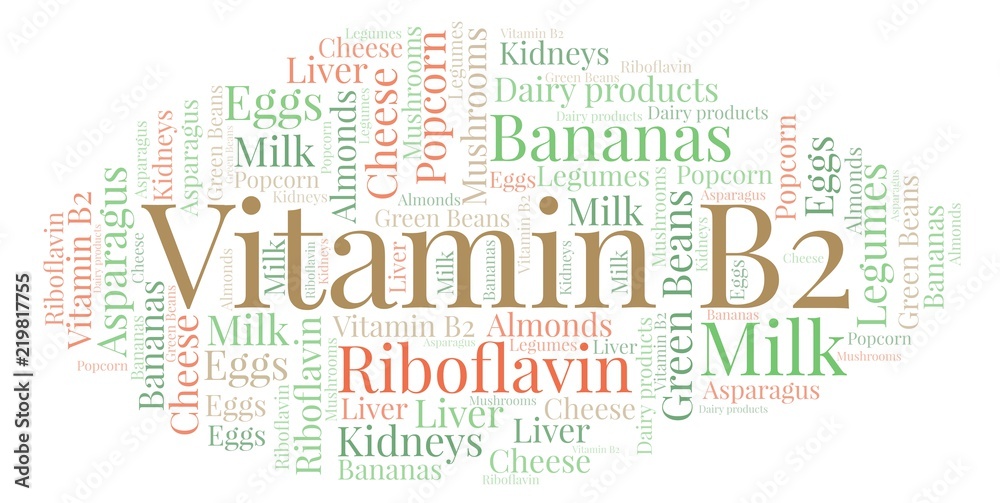 Vitamine B2 word cloud. Vitamine B2 word cloud.
