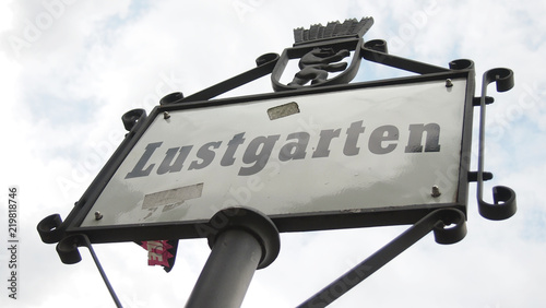 Canvas Print ""Lustgarten" street sign in Berlin, Germany