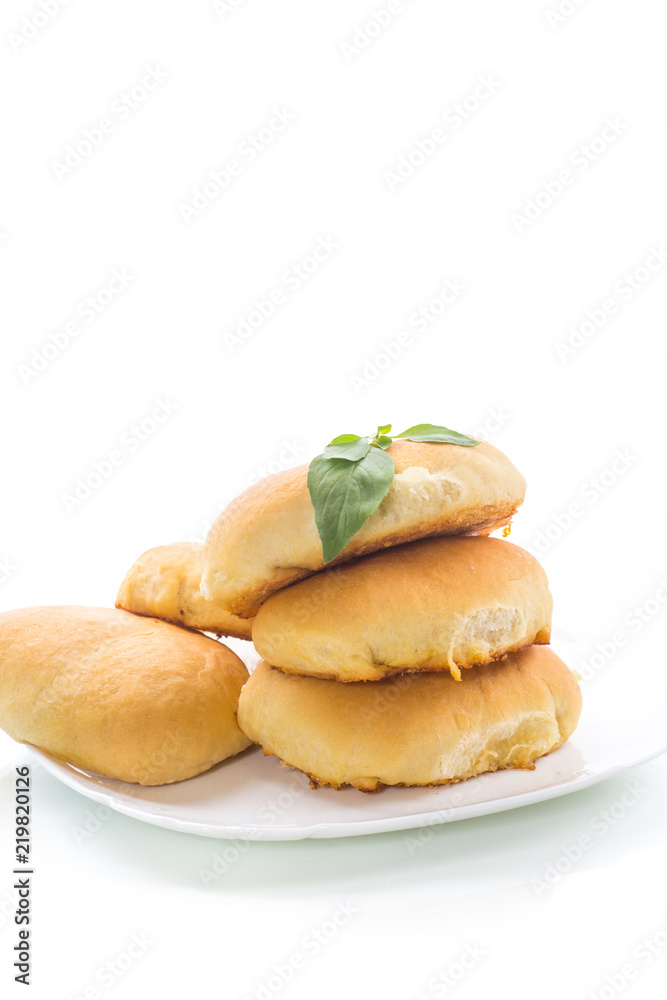 pies with filling isolated on white background