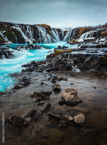 Fototapeta Naklejka Na Ścianę i Meble -  Secret Bruarfoss waterfall in winter Iceland