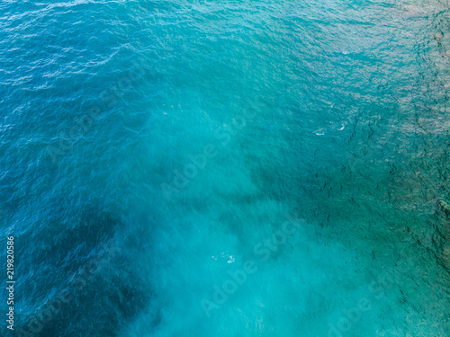 Deep Blue and green sea surface, top arial view. Seacolor mixing consept