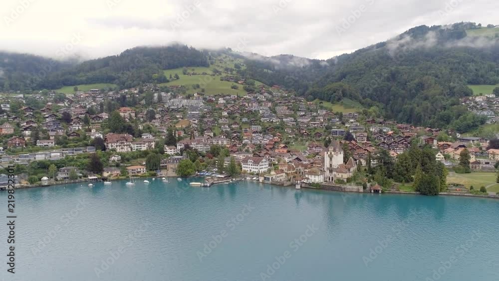Aerial View of the Town of Oberhofen in Switzerland Aerial View of the Town of Oberhofen in Switzerland