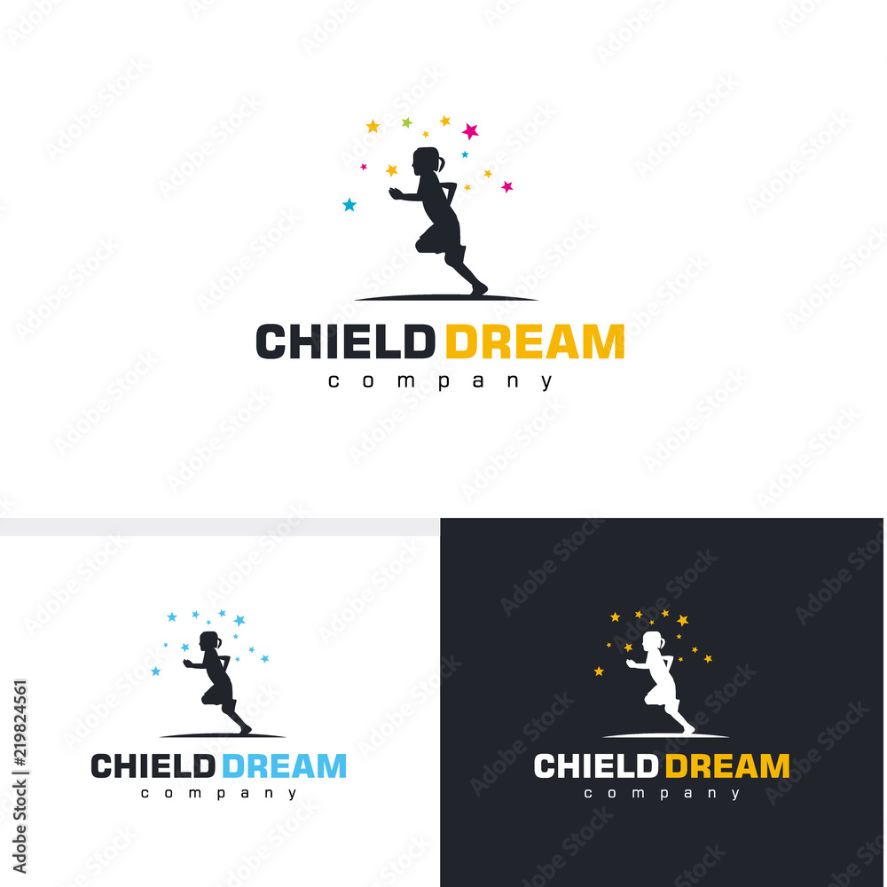 Child Dream, reaching star, education logo template