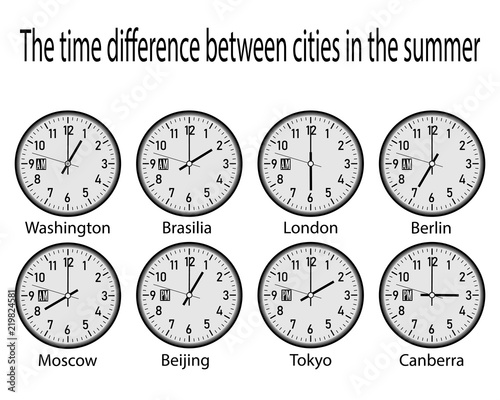 clock with time zones on a white background