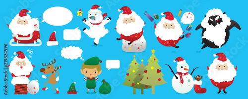Collection of Christmas Santa Claus, Characters set. Holiday vector illustration
