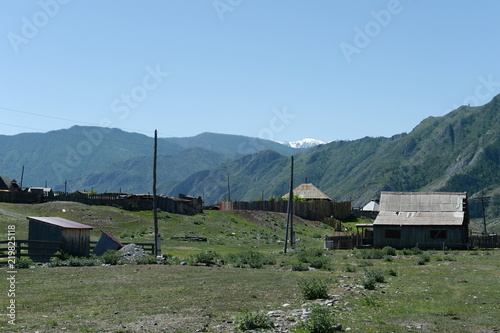 Mountain village of Inia in the Altai Republic photo