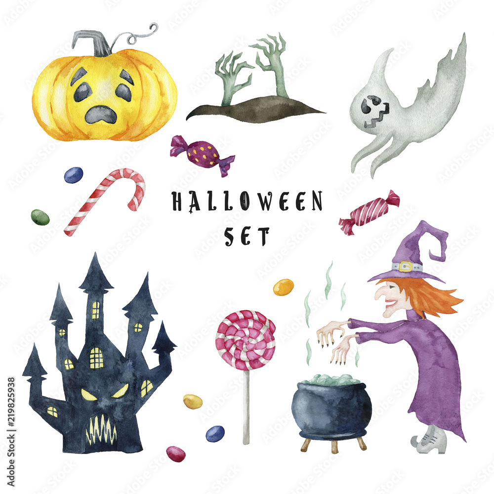 Obraz premium Cartoon set of Halloween characters.