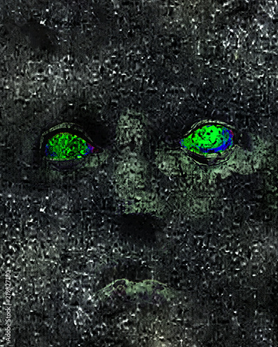 Evil Expression Eyes Over Textured Background