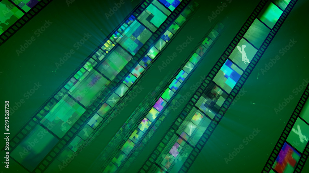 Four Shimmering Green Movie Tapes