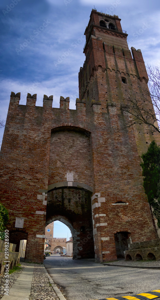View on the tower of the village of Noale, Veneto - Italy
