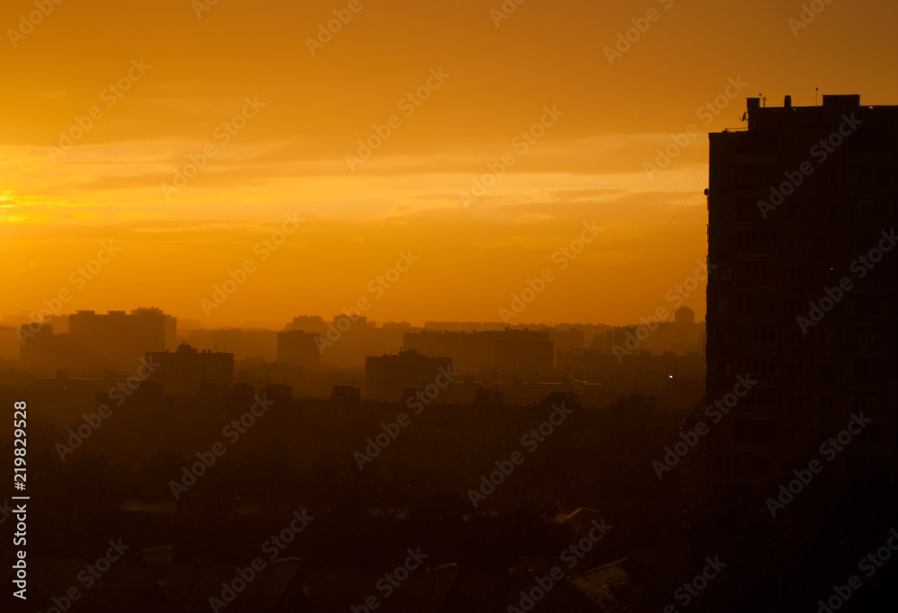 Sunset city skyline