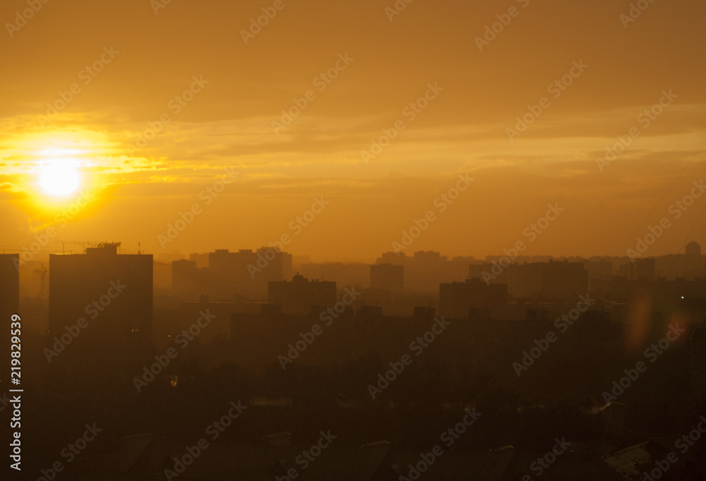 Sunset city skyline Sunset city skyline