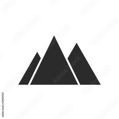 Three mountains icon isolated on white background. Vector illustration. Climbing icon.