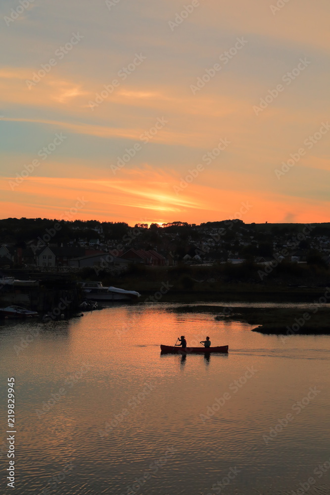 Sunset over the river Axe near town of Seaton in East Devon Sunset over the river Axe near town of Seaton in East Devon