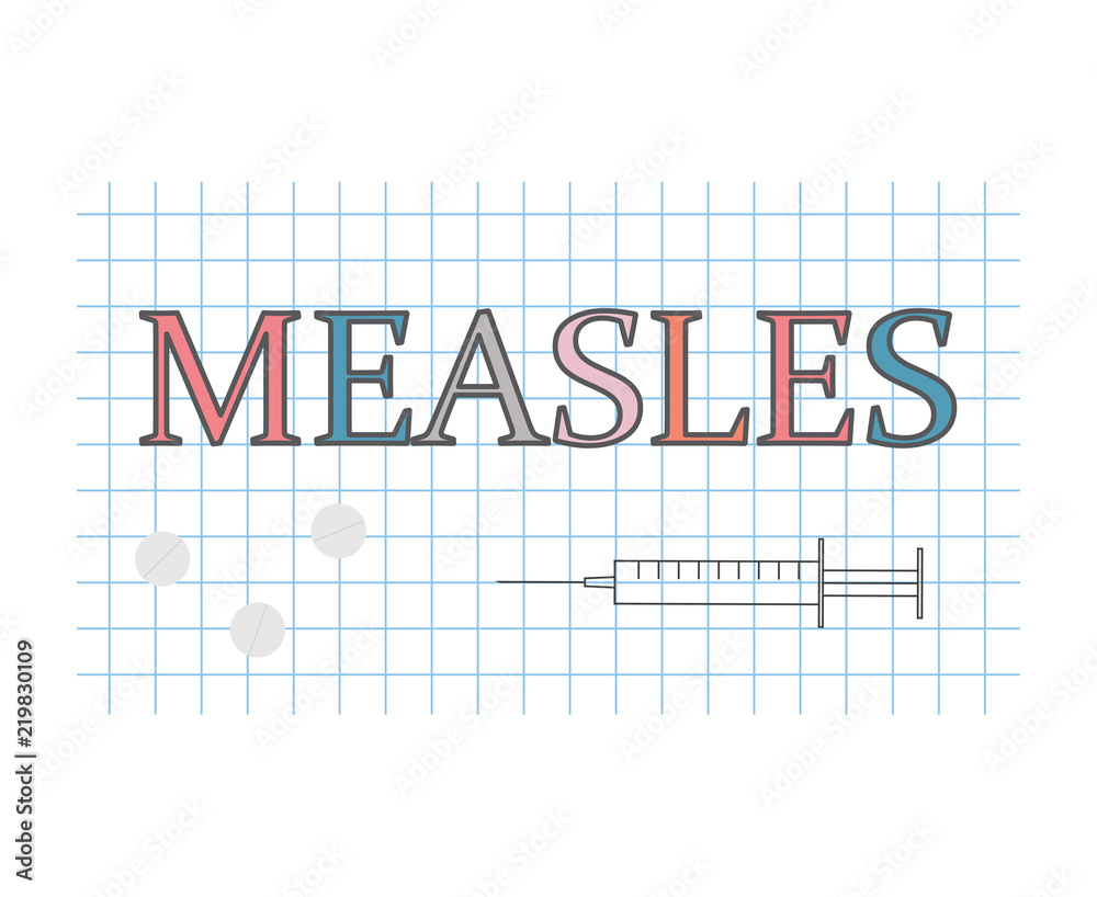measles word on checkered paper sheet- vector illustration measles word on checkered paper sheet- vector illustration