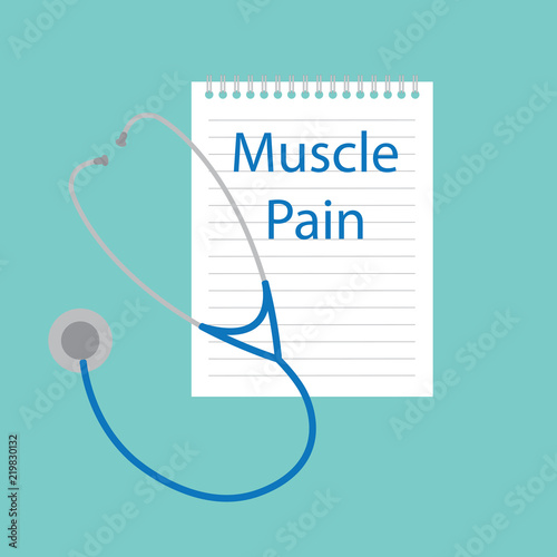muscle pain written in a notebook- vector illustration