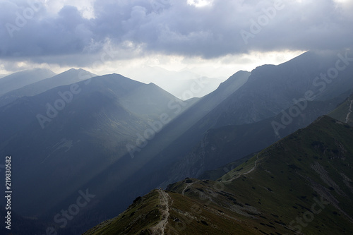 View from Wolowiec mountain with Rohacze peaks in the distance