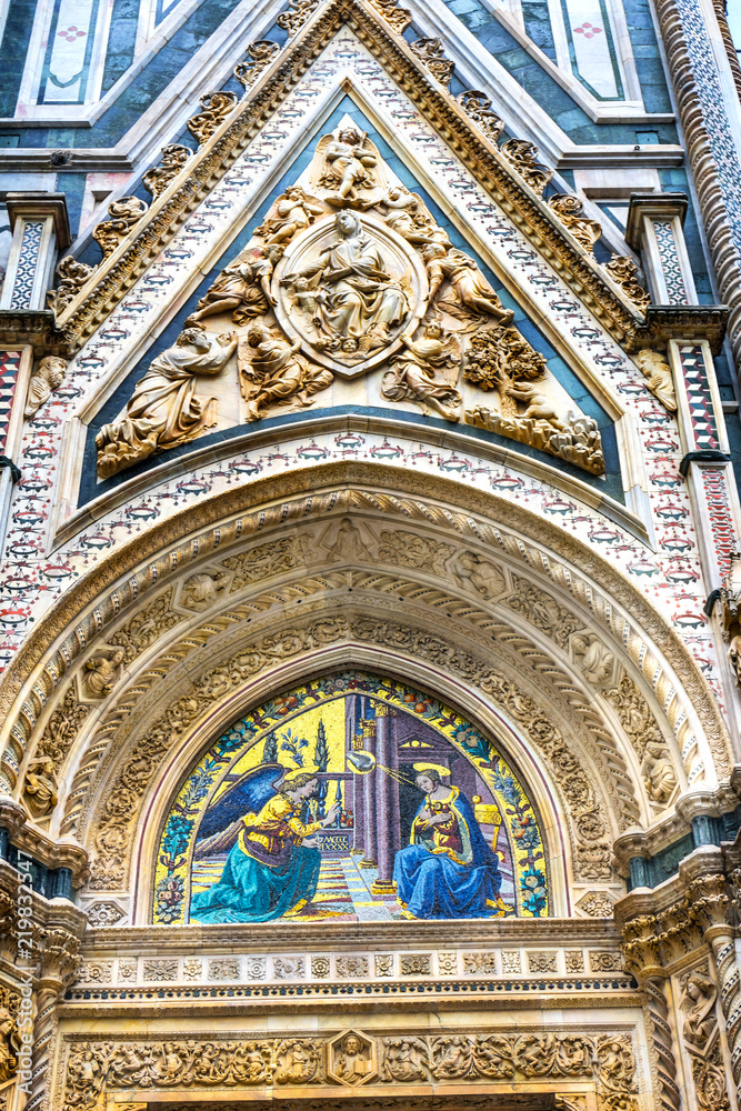 Annunciation Mosaic Facade Duomo Cathedral Florence Italy