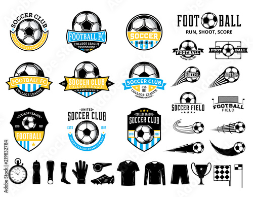 Set of vector football (soccer) club logo and  icons