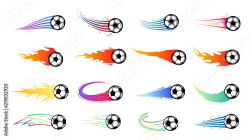 Vector colorful flying football (soccer) balls
