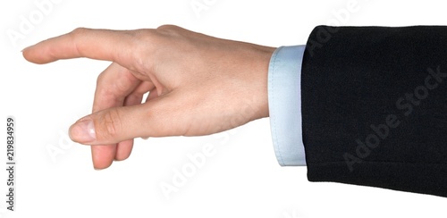 Businessman Finger Pressing an Imaginary Button / Pointing
