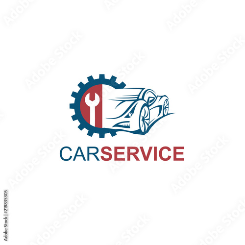 emblem of auto parts and repair service isolated on white background