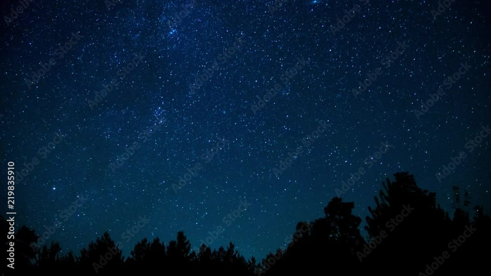 Night sky with a lot of shiny stars. Stars sky turning space astrophotography. Time Lapse footage. Stars sky in motion.
