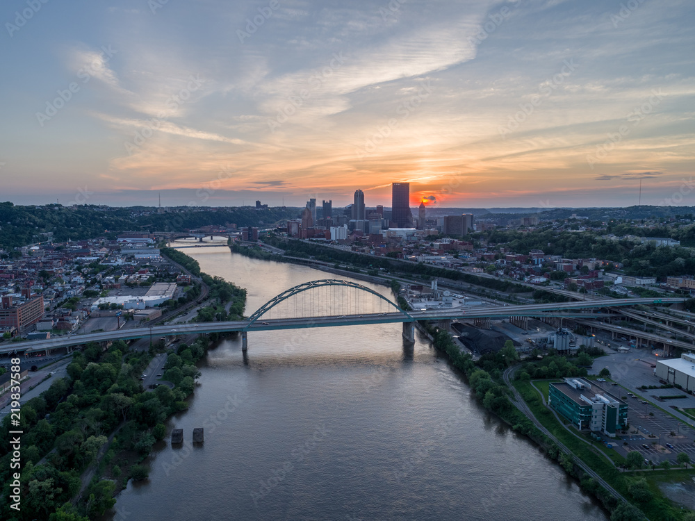  Sunset over Monongahela River and Downtown Pittsburgh