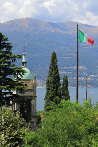 CAMPANILE CHIESA SAN NICOLAO A BELLANO IN LOMBARDIA, ITALIA, EUROPA, CHURCH BELL TOWER photo