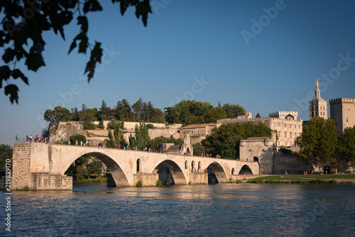 Saint Bénezet bridge, Avignon refered to in the song, "Sur le pont d'Avignon" against the background of the Papal Palace