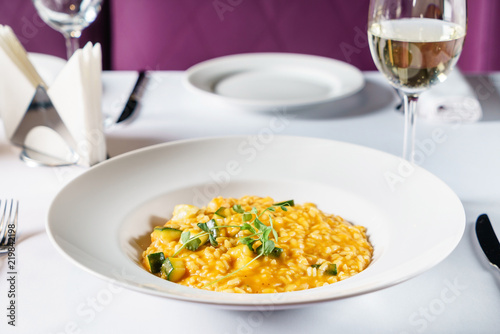 pumpkin risotto in the restaurant