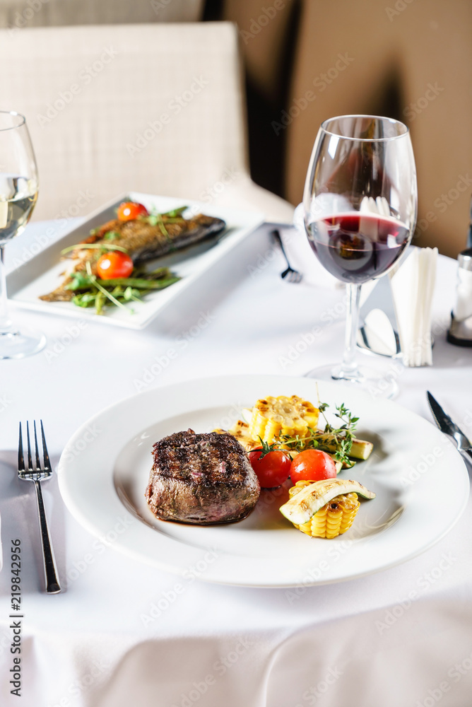 steak with grilled vegetables