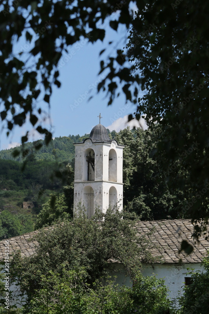 The belfry of Kovachevitsa village`s church, Bulgaria