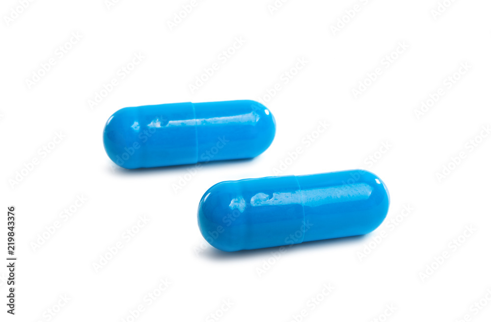 blue capsules isolated