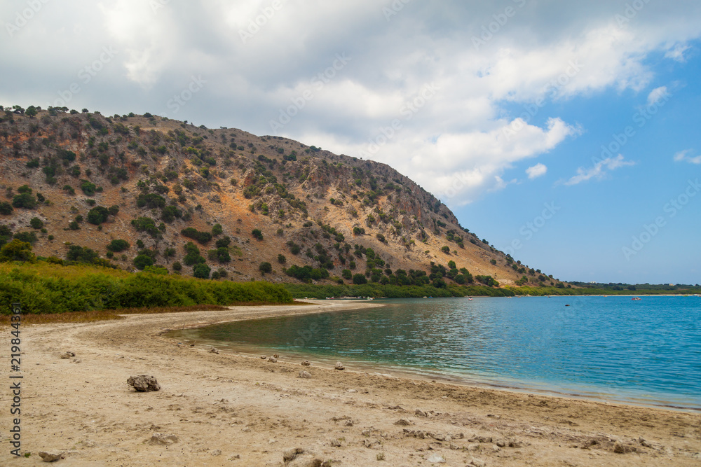 Kournas lake in the mountains on Crete island, Greece.