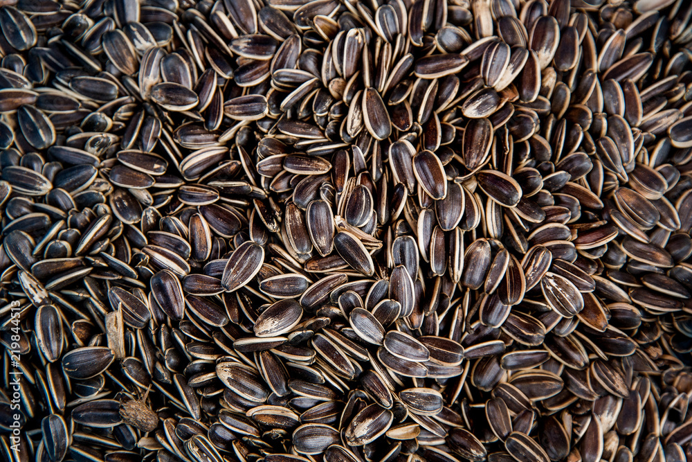 Sunflower seeds in the street market. Healthy diet.