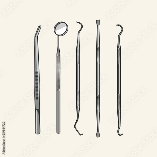 Dental instruments. Vector illustration.