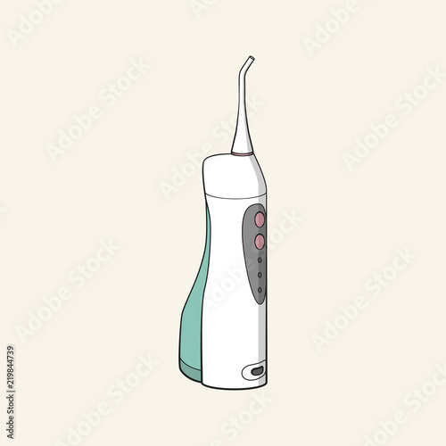Electric oral irrigator, water flosser. Vector illustration.